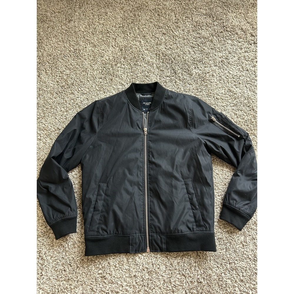 Abercrombie & Fitch Bomber Jacket Medium Quilted Lined Military Blue Chore